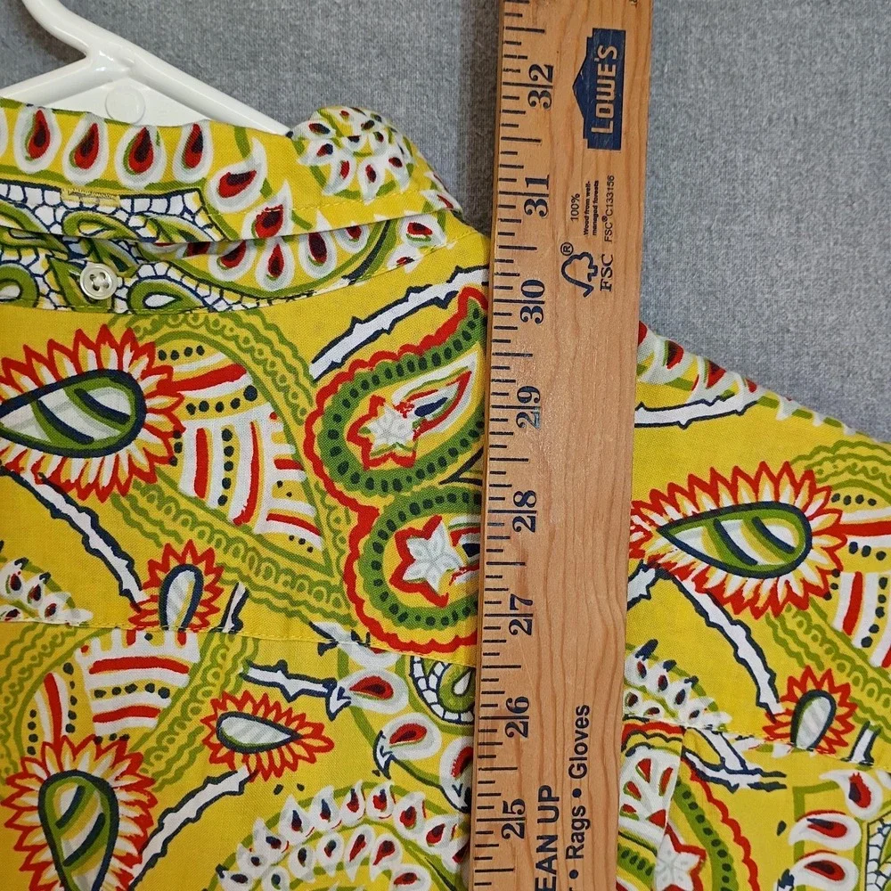 Ralph Lauren Bob Camp Mens M Yellow Paisley Hawaiian Camp Shirt Cotton Resort